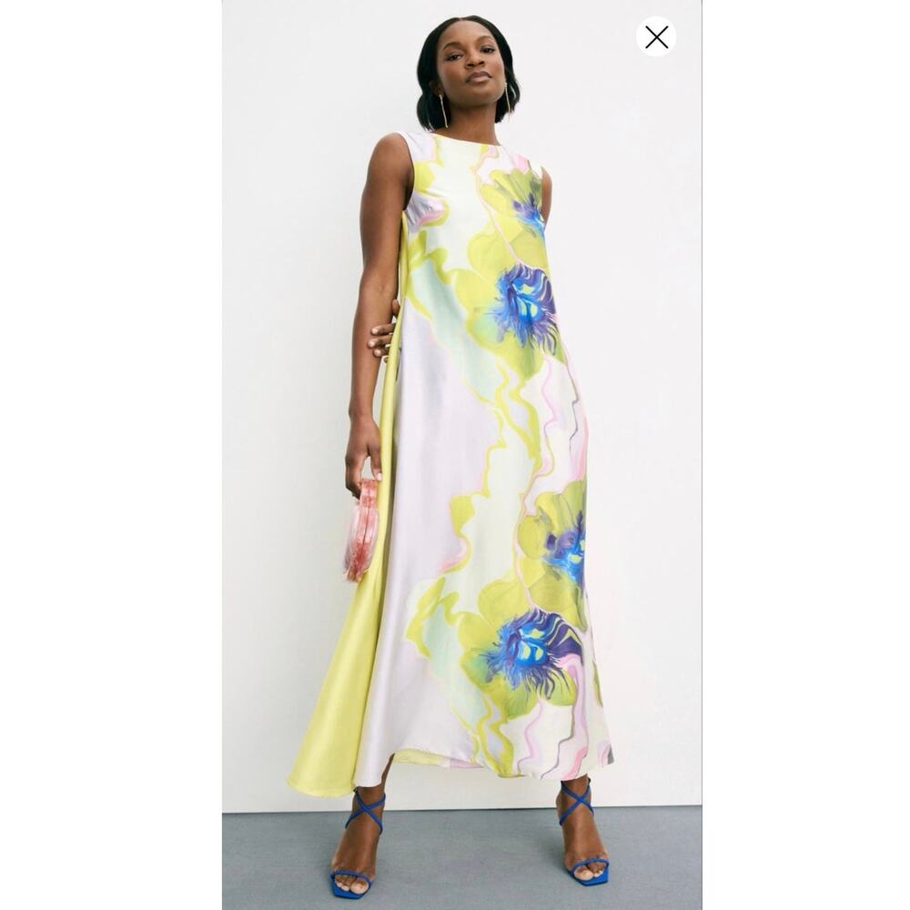MISA Los Angeles Multicolored Abstract Floral Ruffle Smocked Waist Sylvie Dress - Picture 8 of 16